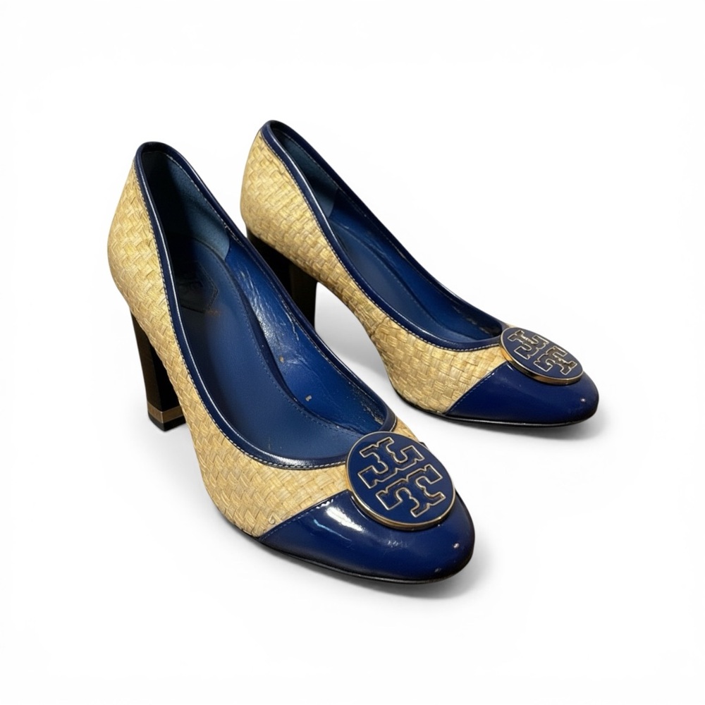 Tory Burch Woven Rattan Block Heeled Pumps #A788-1 33 Size 8.5 - Picture 4 of 10